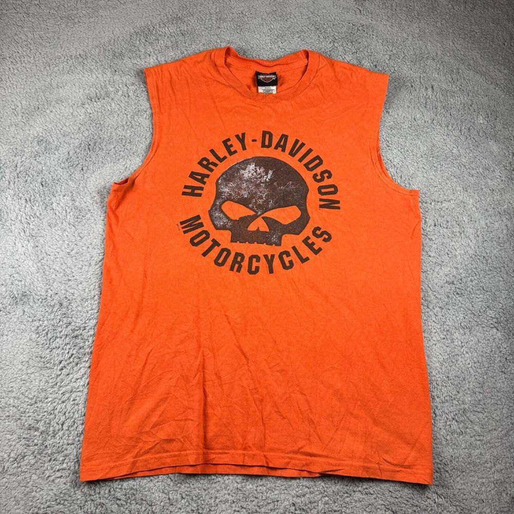 Harley Davidson Shirt Mens Skull/Pig 2 Side Crewneck Motorcycle Tank Top 2017‎